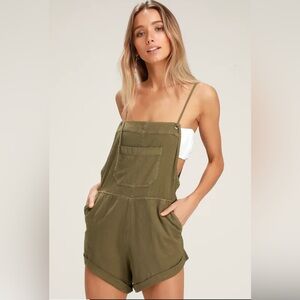 Billabong Wild Pursuit Olive Green Short Overalls